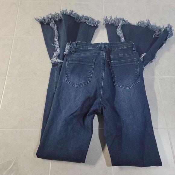 JC & JQ Womens Blue Dark Wash High Rise Stretch Denim Flared Jeans Size Small - Picture 8 of 8